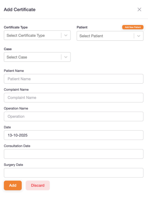 Add/Edit Certificate